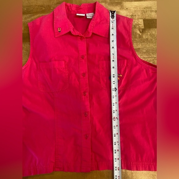 DISNEY Vintage Y2K Tigger Sleeveless Button Up Pink XL 100% Cotton - Picture 11 of 12